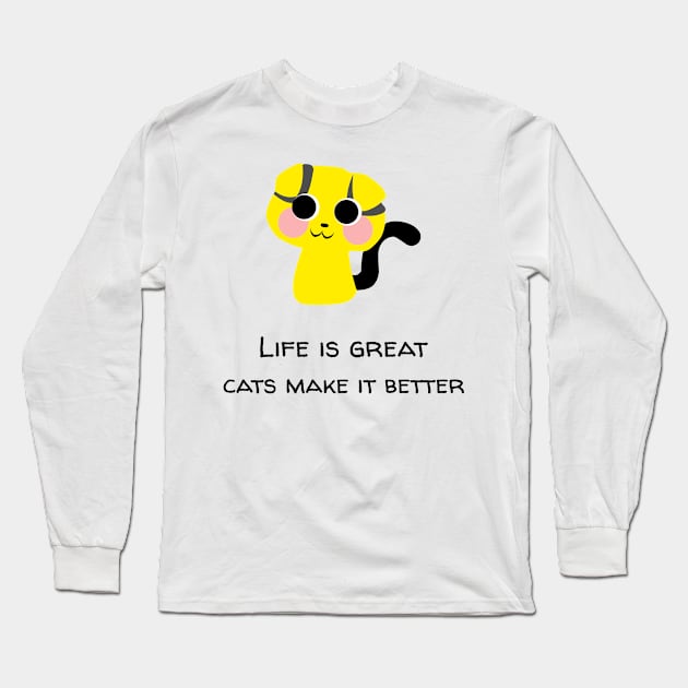 cats make life better Long Sleeve T-Shirt by maggzstyle